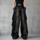 HEYFANCYSTYLE Men's Deconstructed Studded Jeans Luxury Streetwear